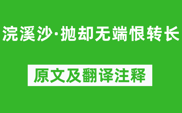 纳兰性德《浣溪沙·放弃无故恨转长》原文及翻译正文,诗意诠释