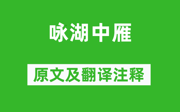 沈约《咏湖中雁》原文及翻译正文,诗意诠释