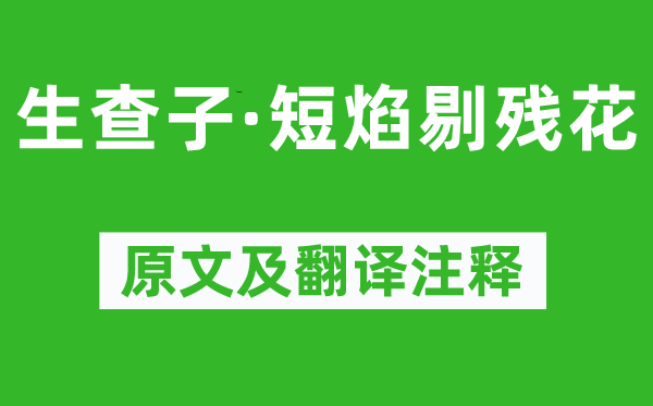 纳兰性德《生查子·短焰剔残花》原文及翻译正文,诗意诠释