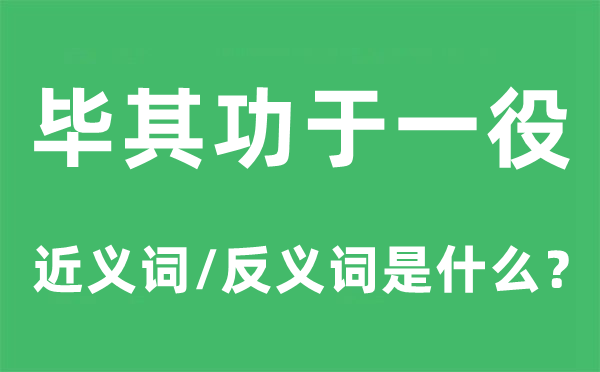 一举而竟全功的近义词和反义词是甚么,一举而竟全功是甚么意义