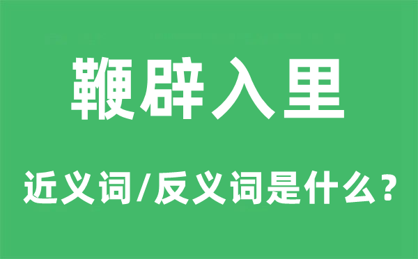 鞭辟入里的近义词和反义词是甚么,鞭辟入里是甚么意义
