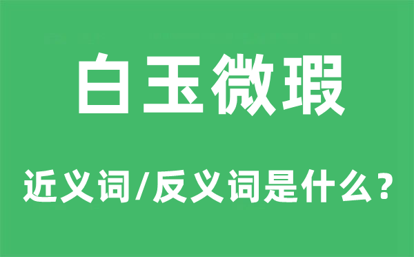 白玉微瑕的近义词和反义词是甚么,白玉微瑕是甚么意义