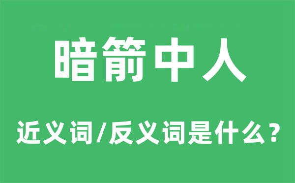 明枪中人的近义词和反义词是甚么,明枪中人是甚么意义