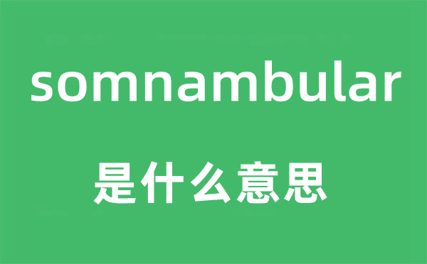somnambular是甚么意义,somnambular怎样读,中文翻译是甚么