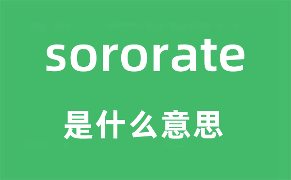 sororate是甚么意义,sororate怎样读,中文翻译是甚么