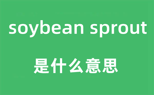 soybean sprout是甚么意义,中文翻译是甚么