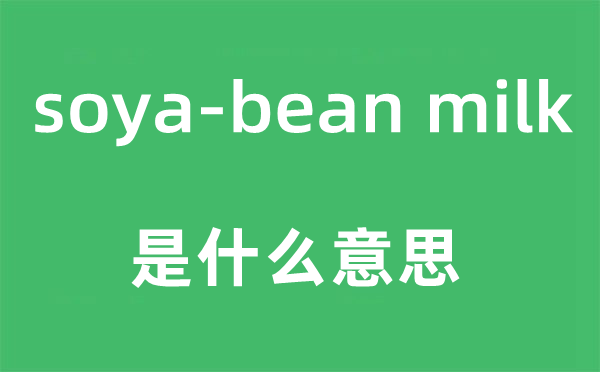 soya-bean milk是甚么意义,中文翻译是甚么