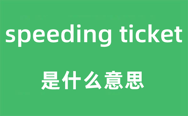 speeding ticket是甚么意义,中文翻译是甚么