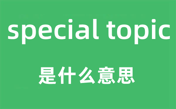 special topic是甚么意义,中文翻译是甚么