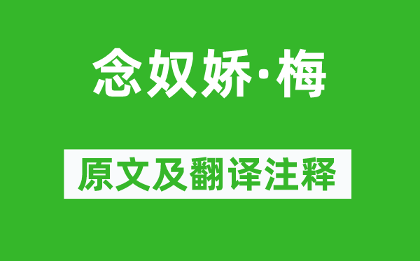 辛弃疾《念奴娇·梅》原文及翻译正文,诗意诠释
