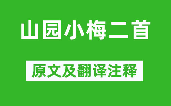 林逋《山园小梅二首》原文及翻译正文,诗意诠释