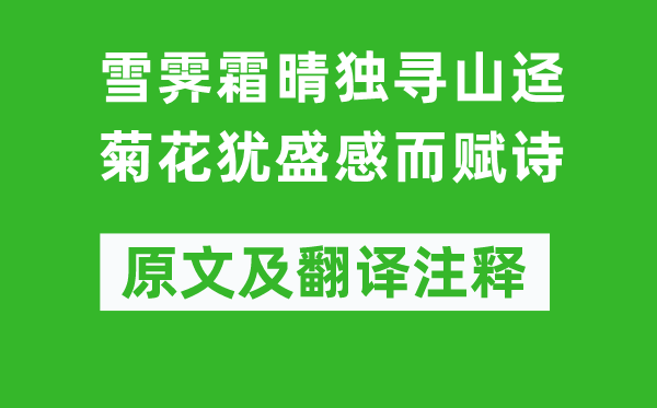 王禹偁《雪霁霜晴独寻山迳菊花犹盛感而赋诗》原文及翻译正文,诗意诠释
