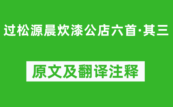 杨万里《过松源晨炊漆公店六首·其三》原文及翻译正文,诗意诠释
