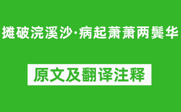 李清照《摊破浣溪沙·病起萧萧两鬓华》原文及翻译正文,诗意诠释