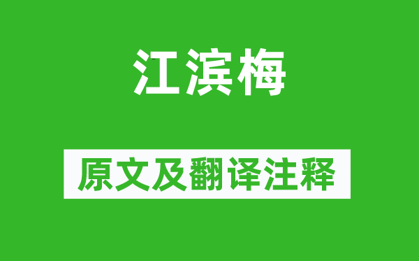 王適《江滨梅》原文及翻译正文,诗意诠释