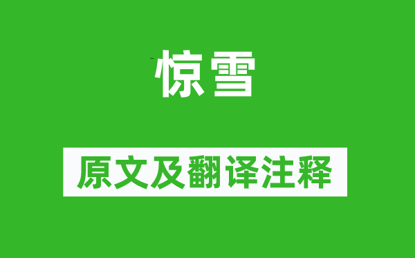 陆畅《惊雪》原文及翻译正文,诗意诠释