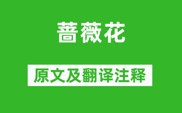 杜牧《蔷薇花》原文及翻译正文,诗意诠释