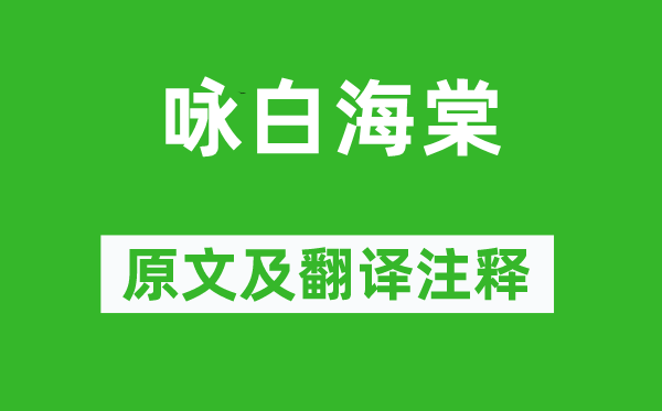曹雪芹《咏白海棠》原文及翻译正文,诗意诠释
