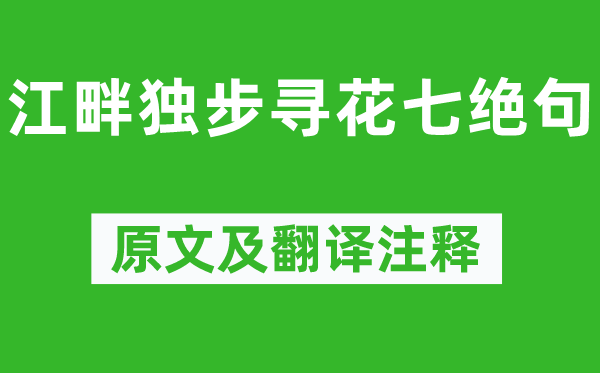 杜甫《江干独步寻花七绝句》原文及翻译正文,诗意诠释