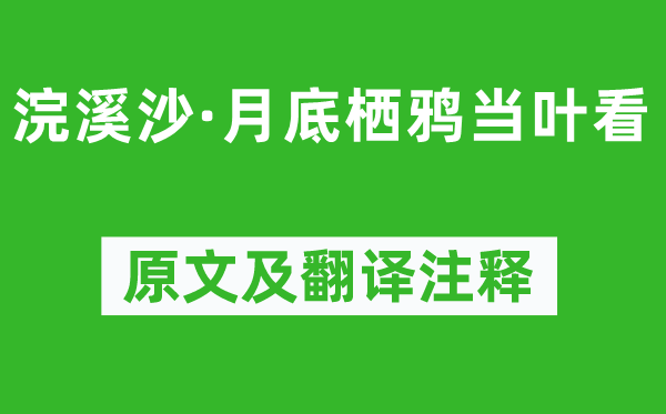 王国维《浣溪沙·月尾栖鸦当叶看》原文及翻译正文,诗意诠释