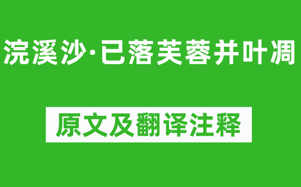 王国维《浣溪沙·已落芙蓉并叶凋》原文及翻译正文,诗意诠释