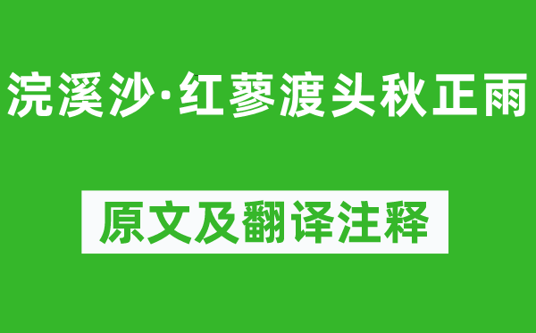 薛昭蕴《浣溪沙·红蓼渡头秋正雨》原文及翻译正文,诗意诠释