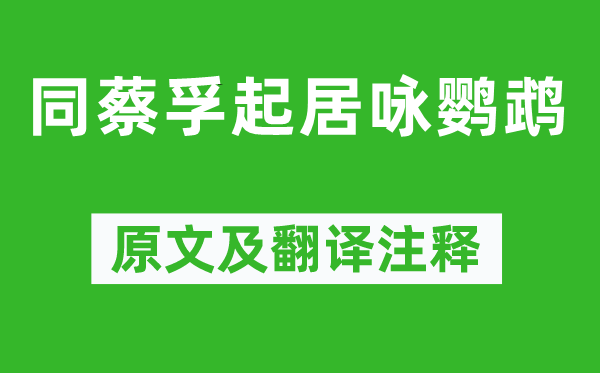 胡皓《同蔡孚起居咏鹦鹉》原文及翻译正文,诗意诠释