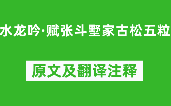 吴文英《水龙吟·赋张斗墅家古松五粒》原文及翻译正文,诗意诠释