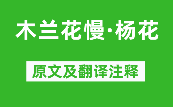 张惠言《木兰花慢·杨花》原文及翻译正文,诗意诠释