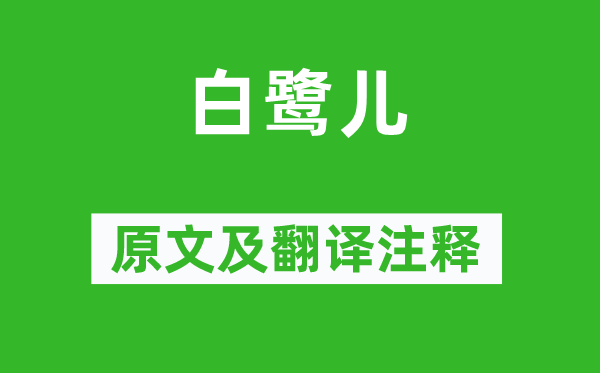 刘禹锡《白鹭儿》原文及翻译正文,诗意诠释