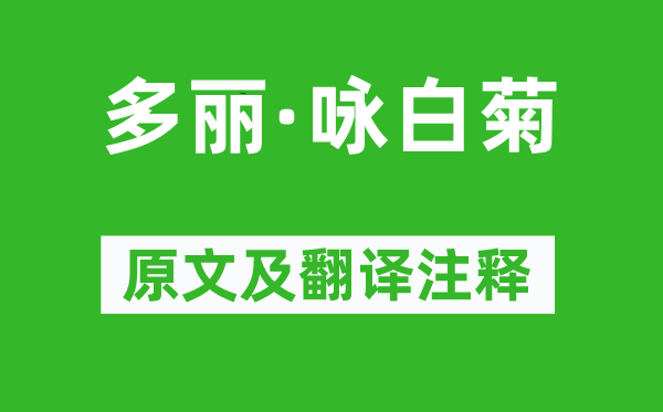 李清照《多丽·咏白菊》原文及翻译正文,诗意诠释