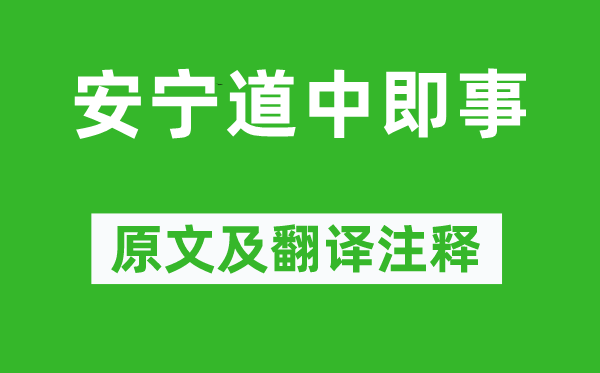 王武功《安定道中即事》原文及翻译正文,诗意诠释