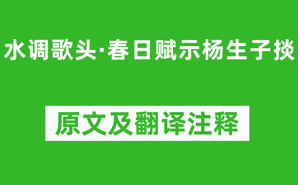 张惠言《水调歌头·春日赋示杨生子掞》原文及翻译正文,诗意诠释