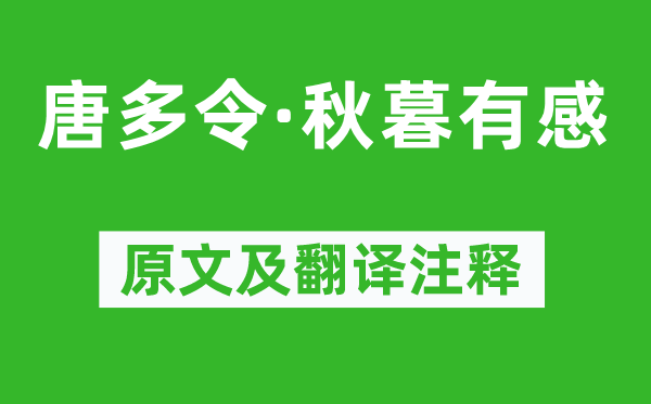 陈允平《唐多令·秋暮有感》原文及翻译正文,诗意诠释