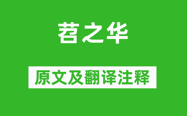 诗经·小雅《苕之华》原文及翻译正文,诗意诠释
