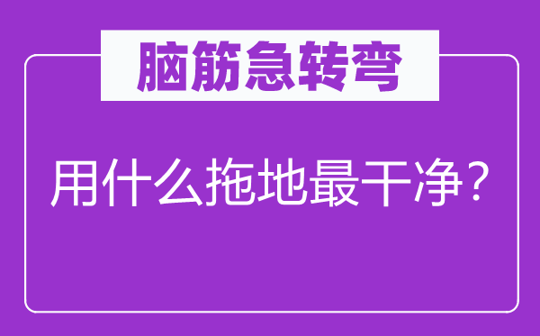 脑子急转弯：用甚么拖地最清洁？