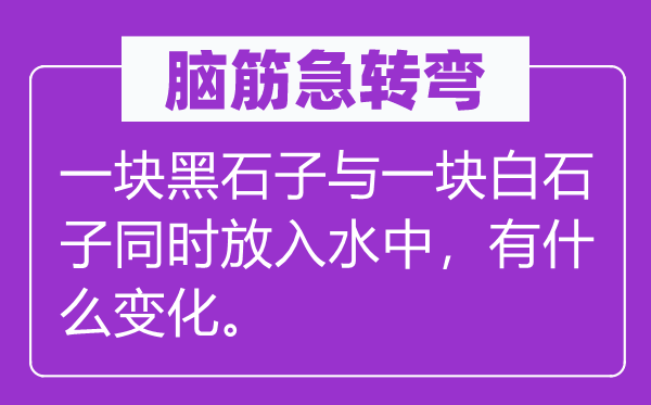 脑子急转弯：一块黑石子与一块白石子同时放入水中，有甚么变更。