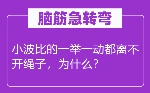 脑子急转弯：小波比的一举一动都离不开绳索，为甚么？