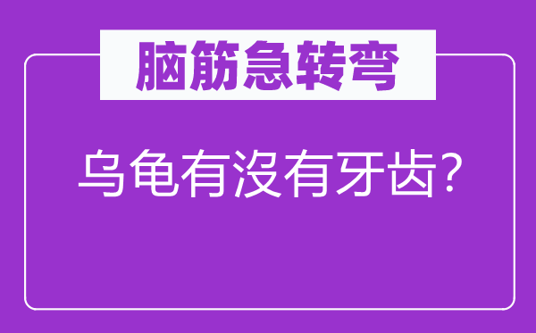 脑子急转弯：乌龟有沒有牙齿？