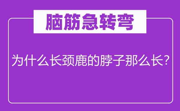 脑子急转弯：为甚么长颈鹿的脖子那末长？