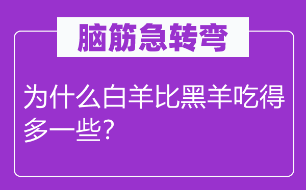 脑子急转弯：为甚么白羊比黑羊吃很多一些？