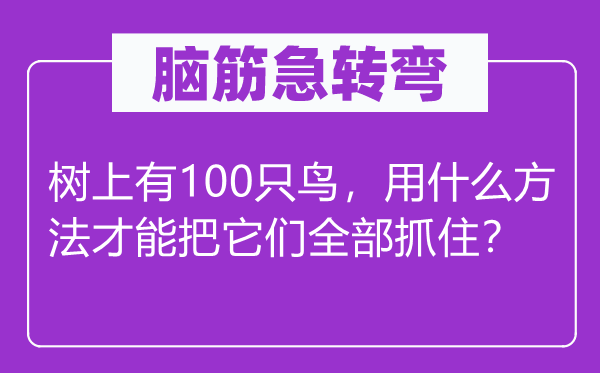 脑子急转弯:树上有100只鸟,用甚么方式能力把它们全数捉住?