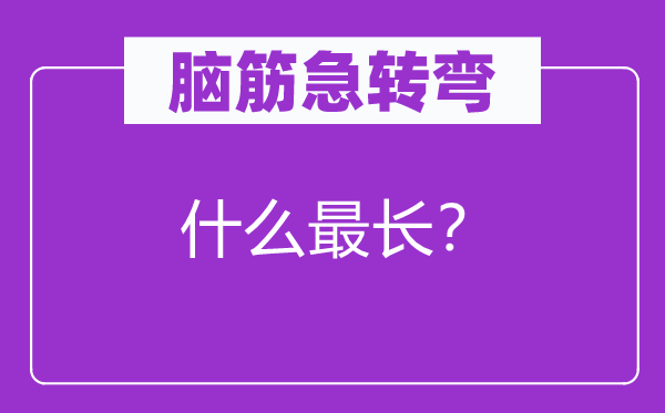 脑子急转弯：甚么最长？