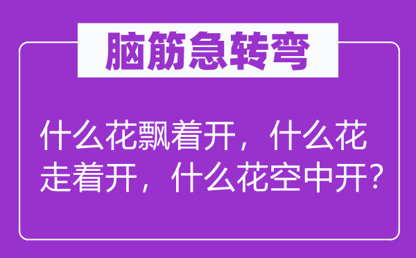 脑子急转弯：甚么花飘着开，甚么花走着开，甚么花空中开？