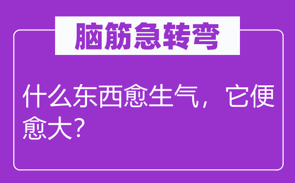脑子急转弯：甚么东西愈朝气，它便愈大？