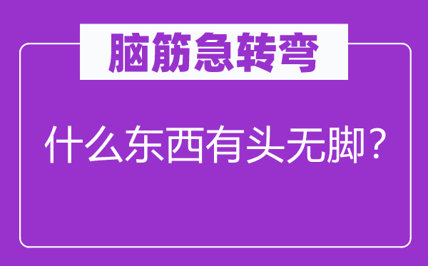脑子急转弯：甚么东西有头无脚？