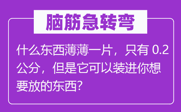 脑子急转弯：甚么东西薄薄一片，只要0.2公分，可是它能够装进你想要放的东西？