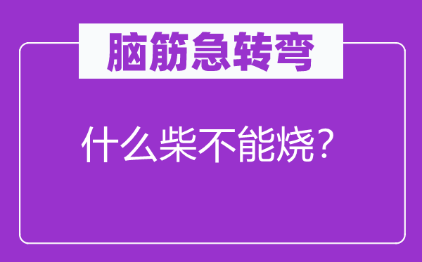 脑子急转弯：甚么柴不能烧？