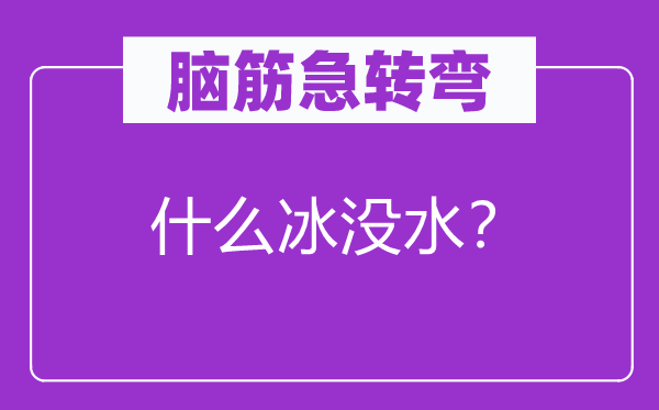 脑子急转弯：甚么冰没水？