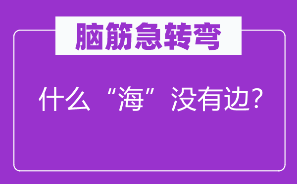 脑子急转弯：甚么“海”不边？